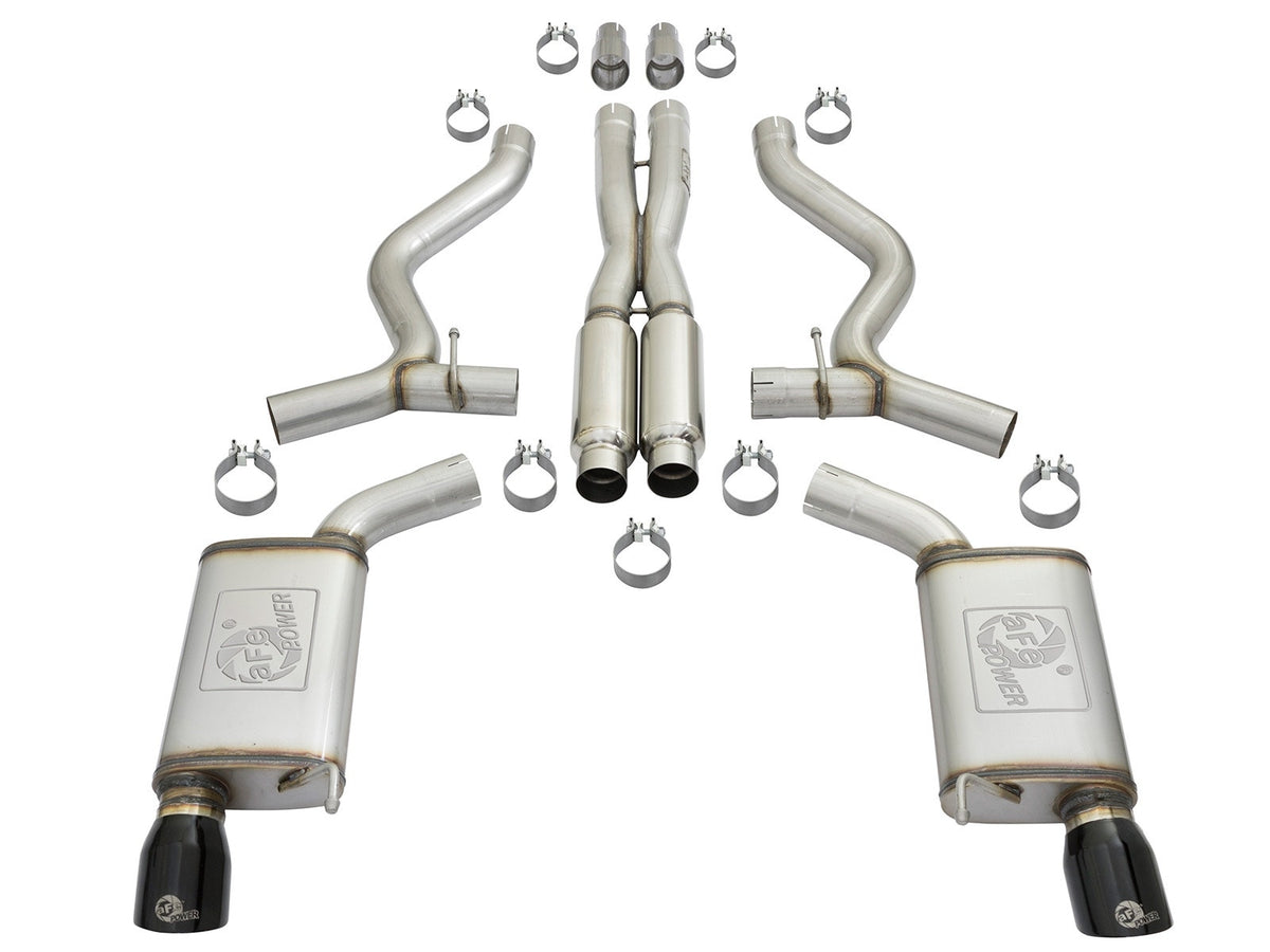 aFe MACH Force-Xp 304 Stainless Steel 3 IN Cat-Back Exhaust System Black - Ford Mustang 2015-2017