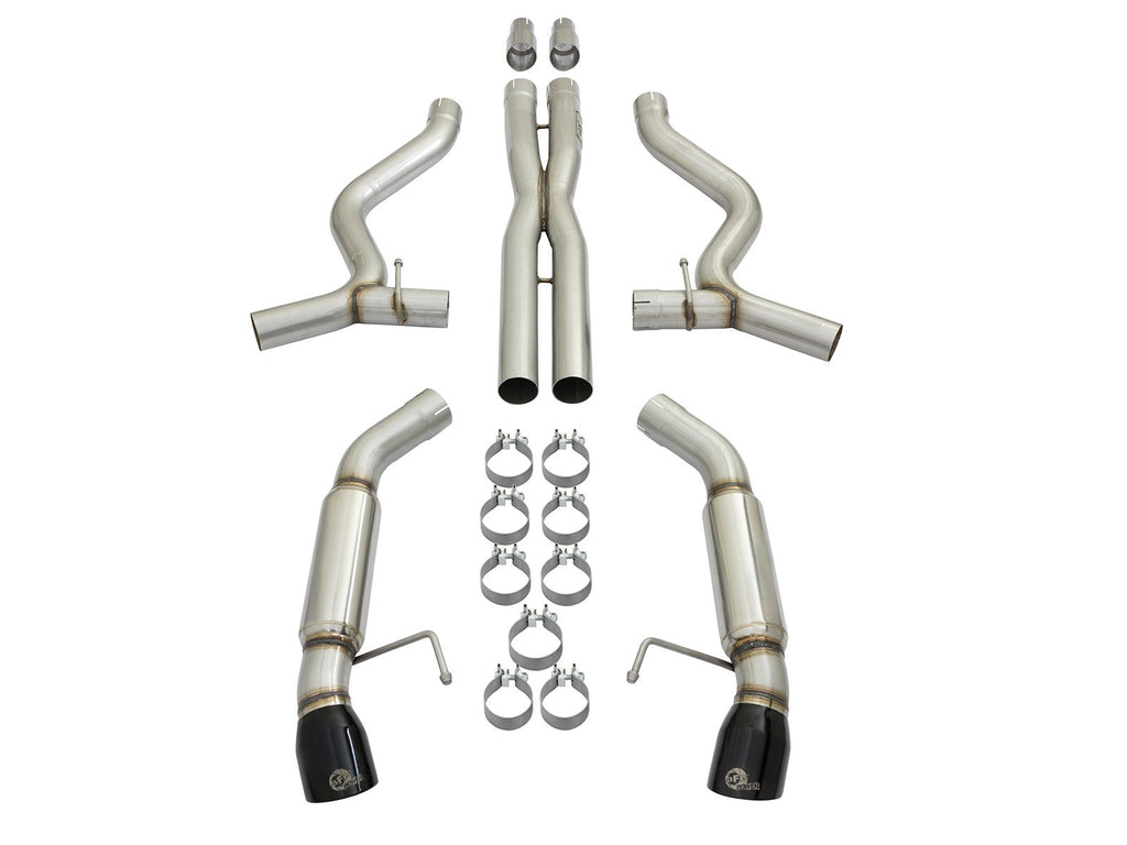 aFe MACH Force-Xp 304 Stainless Steel 3 IN Cat-Back Exhaust System Black - Ford Mustang 2015-2017