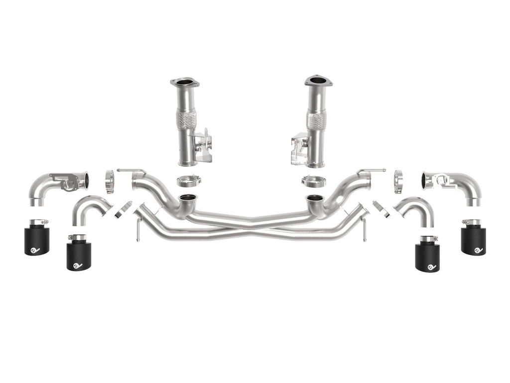 aFe MACH Force-Xp 304 Stainless Steel Cat-Back Exhaust w/o Muffler Black (w/ NPP) - Chevrolet Corvette (C8) 2020-2026
