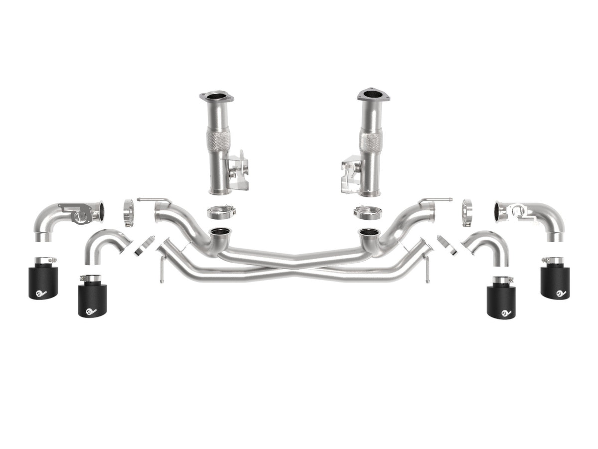 aFe MACH Force-Xp 304 Stainless Steel Cat-Back Exhaust w/o Muffler Black (w/ NPP) - Chevrolet Corvette (C8) 2020-2026