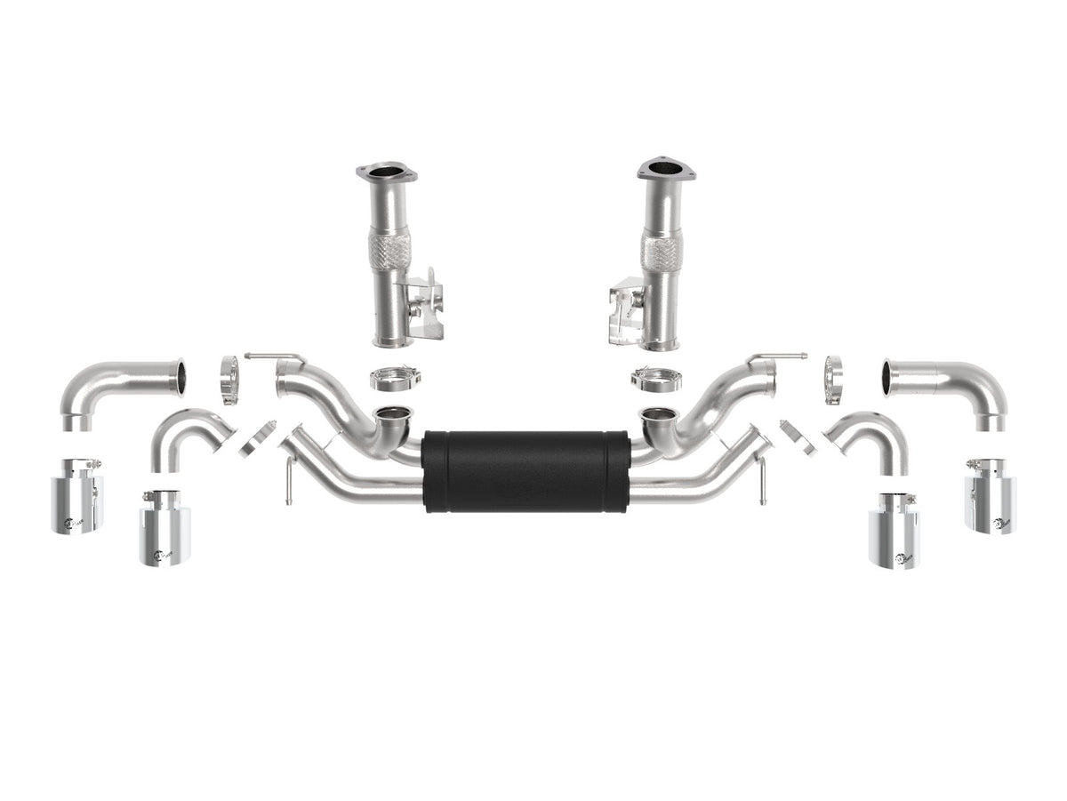 aFe MACH Force-Xp 304 Stainless Steel Cat-Back Exhaust w/ Muffler Polished (No NPP) - Chevrolet Corvette (C8) 2020-2026