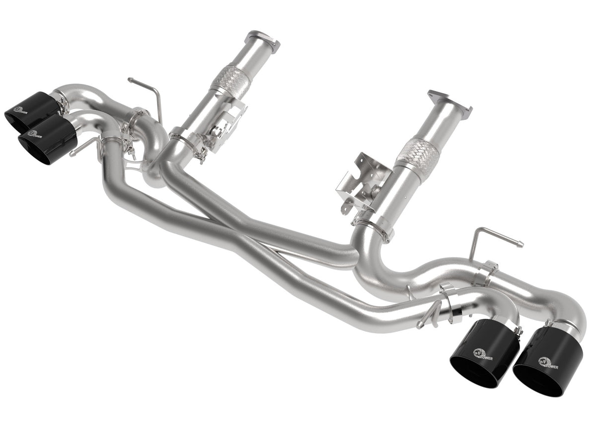 aFe MACH Force-Xp 304 Stainless Steel Cat-Back Exhaust w/o Muffler Black (No NPP) - Chevrolet Corvette (C8) 2020-2026