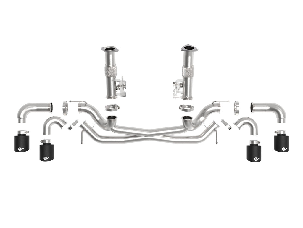 aFe MACH Force-Xp 304 Stainless Steel Cat-Back Exhaust w/o Muffler Black (No NPP) - Chevrolet Corvette (C8) 2020-2026