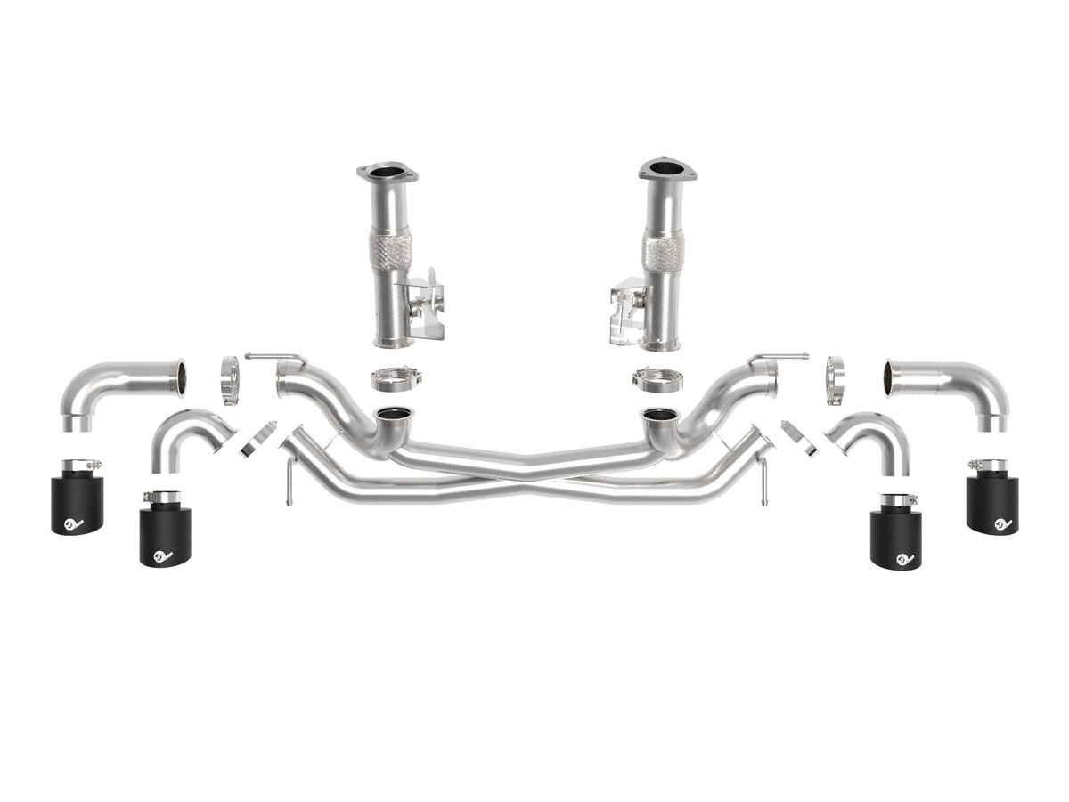 aFe MACH Force-Xp 304 Stainless Steel Cat-Back Exhaust w/o Muffler Black (No NPP) - Chevrolet Corvette (C8) 2020-2026
