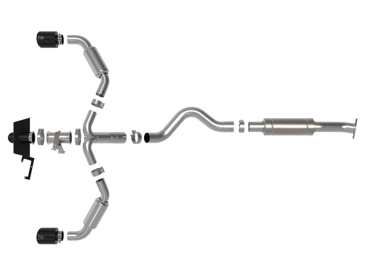 aFe Gemini XV 3 IN to 2-1/2 IN 304 Stainless Steel Cat-Back Exhaust System w/ Cut-Out Black - Toyota GR Corolla 2023-2026