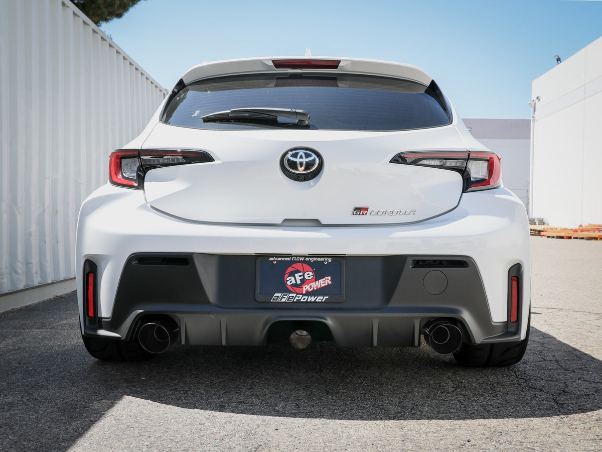 aFe Gemini XV 3 IN to 2-1/2 IN 304 Stainless Steel Cat-Back Exhaust System w/ Cut-Out Black - Toyota GR Corolla 2023-2026