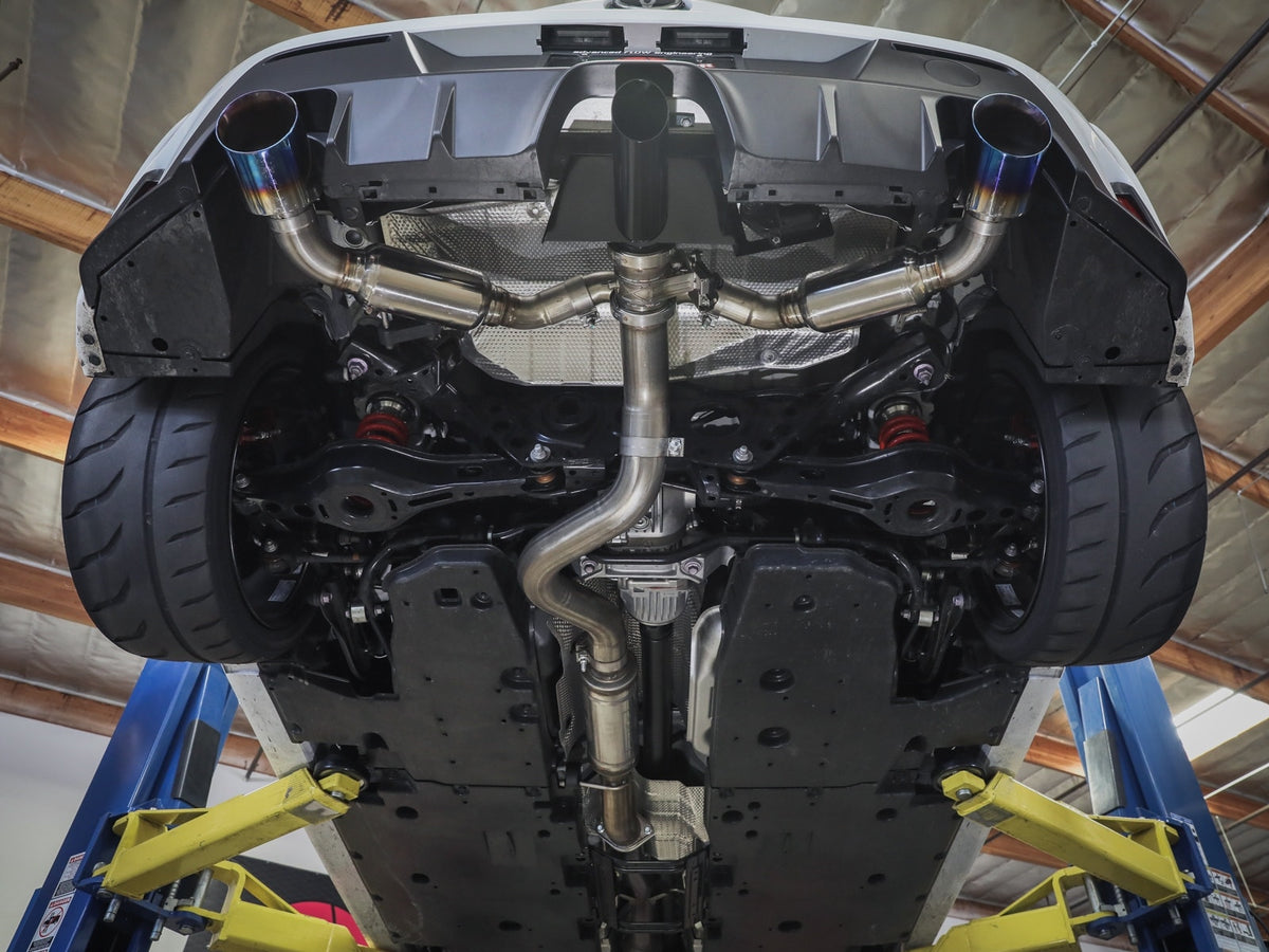 aFe Gemini XV 3 IN to 2-1/2 IN 304 Stainless Steel Cat-Back Exhaust System w/ Cut-Out Black - Toyota GR Corolla 2023-2026