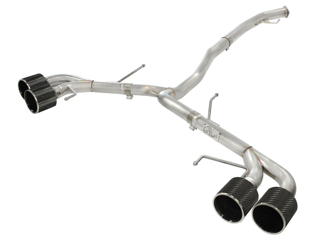 aFe Takeda 3 IN to 2-1/2 IN 304 Stainless Steel Cat-Back Exhaust System w/ Carbon Fiber Tips - Nissan GT-R (R35) 2009-2024