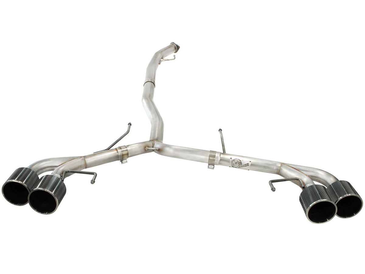 aFe Takeda 3 IN to 2-1/2 IN 304 Stainless Steel Cat-Back Exhaust System w/ Carbon Fiber Tips - Nissan GT-R (R35) 2009-2024
