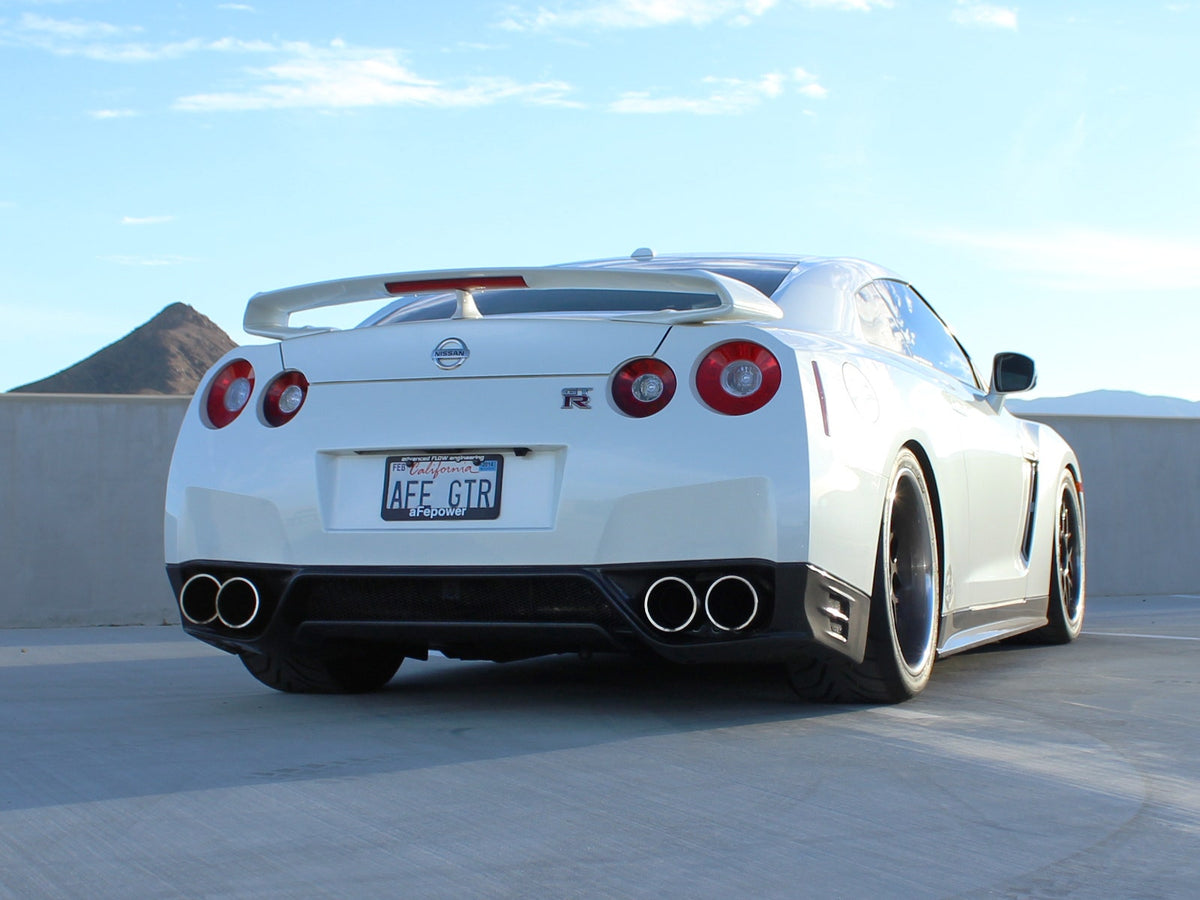 aFe Takeda 3 IN to 2-1/2 IN 304 Stainless Steel Cat-Back Exhaust System w/ Carbon Fiber Tips - Nissan GT-R (R35) 2009-2024