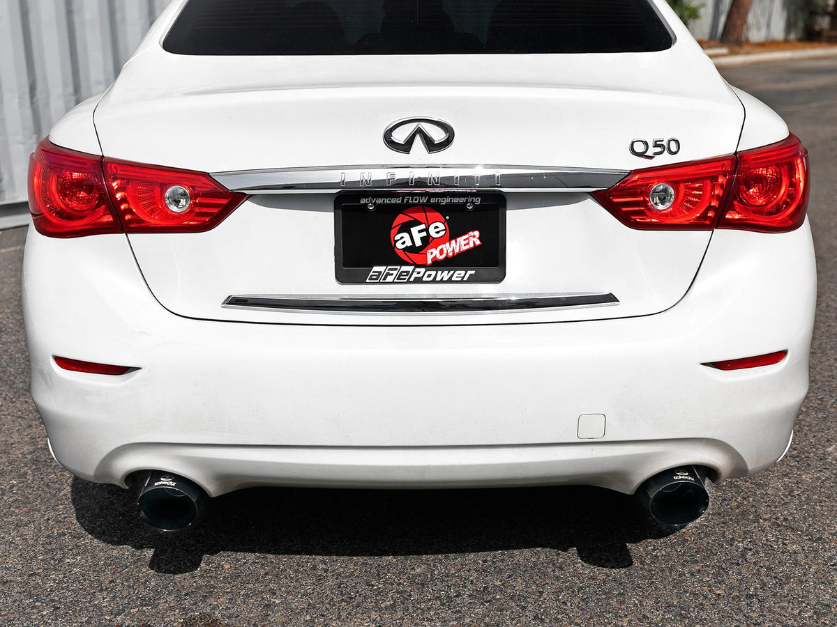 aFe Takeda 2-1/2 IN 304 Stainless Steel Axle-Back Exhaust System - Infiniti Q50 2016-2024