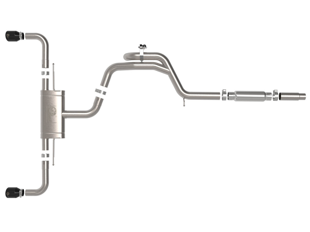 aFe Gemini XV 3 IN to 2-1/2 IN 304 Stainless Steel Cat-Back Exhaust System w/ Cut-Out Black - Volkswagen GTI (MKVIII) 2022-2024