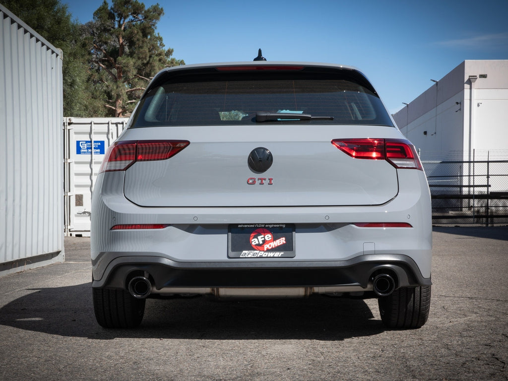 aFe Gemini XV 3 IN to 2-1/2 IN 304 Stainless Steel Cat-Back Exhaust System w/ Cut-Out Black - Volkswagen GTI (MKVIII) 2022-2024
