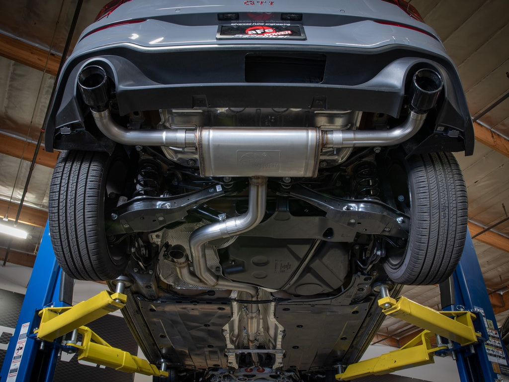 aFe Gemini XV 3 IN to 2-1/2 IN 304 Stainless Steel Cat-Back Exhaust System w/ Cut-Out Black - Volkswagen GTI (MKVIII) 2022-2024
