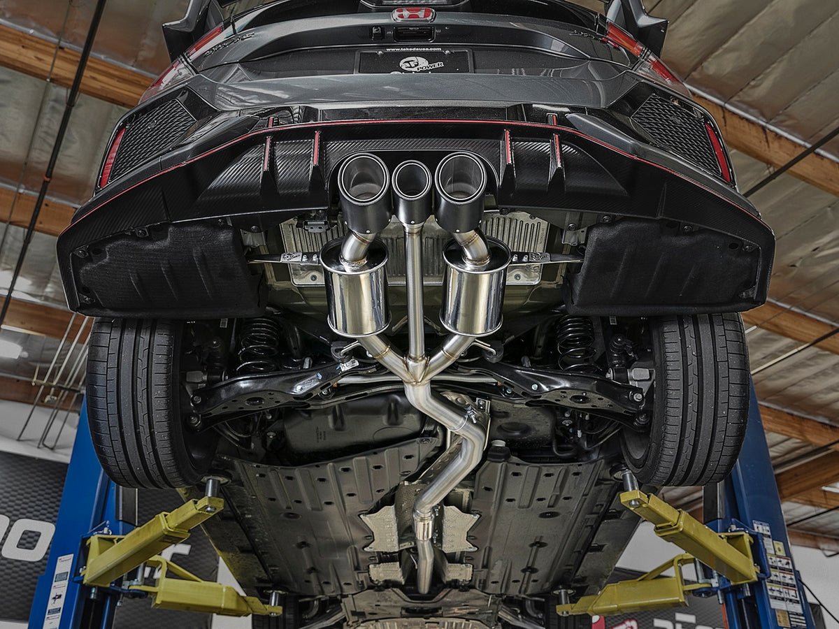 aFe Takeda 3 IN 304 Stainless Steel Cat-Back Exhaust System w/ Tri-Carbon Tips - Honda Civic Type R 2017-2021