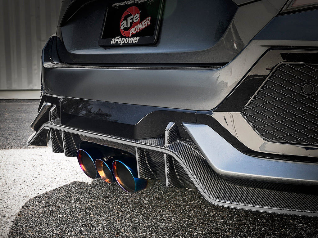 aFe Takeda 3 IN 304 Stainless Steel Cat-Back Exhaust System w/ Tri-Blue Flame Tips - Honda Civic Type R 2017-2021