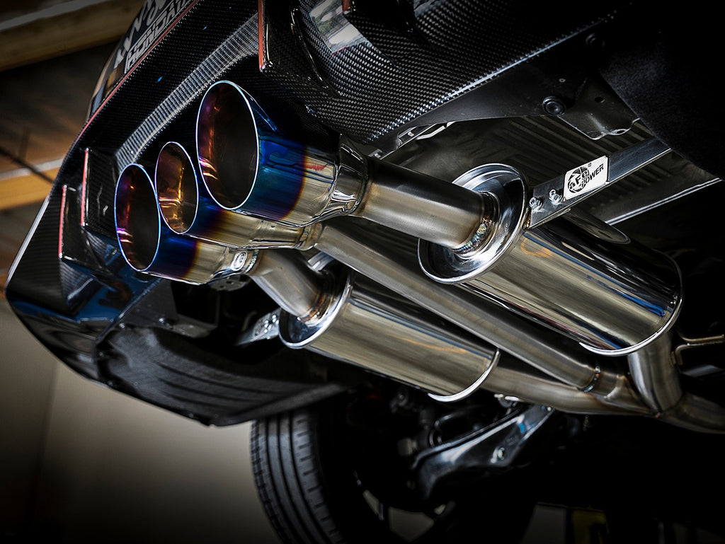 aFe Takeda 3 IN 304 Stainless Steel Cat-Back Exhaust System w/ Tri-Blue Flame Tips - Honda Civic Type R 2017-2021