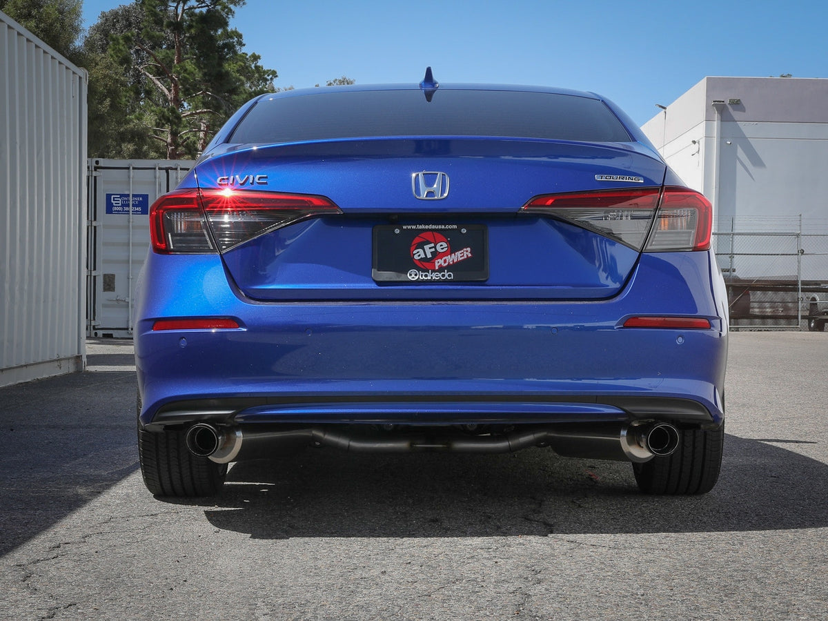aFe Takeda 2-1/2 IN to 2-1/4 IN 304 Stainless Steel Cat-Back Exhaust System w/ Carbon Fiber Tip - Honda Civic Sedan 2022-2024