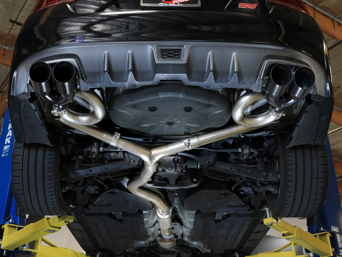 aFe Takeda 3 IN to 2-1/2 IN 304 Stainless Steel Cat-Back Exhaust System w/ Black Tip - Subaru WRX/STI 2015-2021