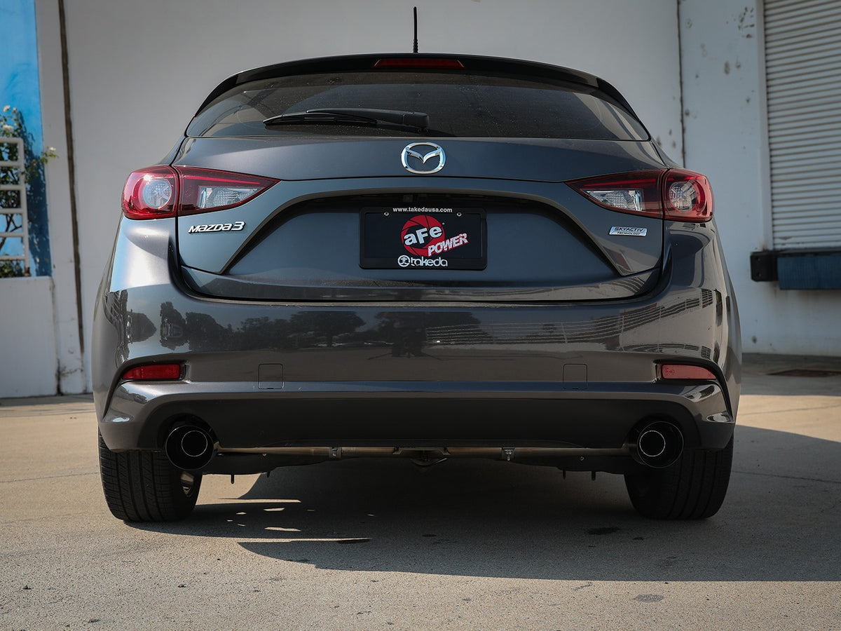 aFe Takeda 2-1/2 IN 304 Stainless Steel Axle-Back Exhaust System - Mazda 3 Hatchback 2014-2018