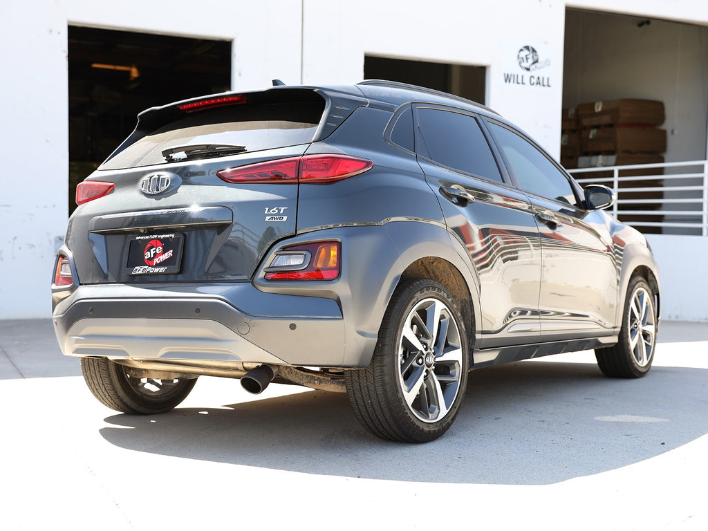 aFe Takeda 2-1/2 IN 304 Stainless Steel Axle-Back Exhaust System w/ Black Tip - No Muffler - Hyundai Kona 2018-2023