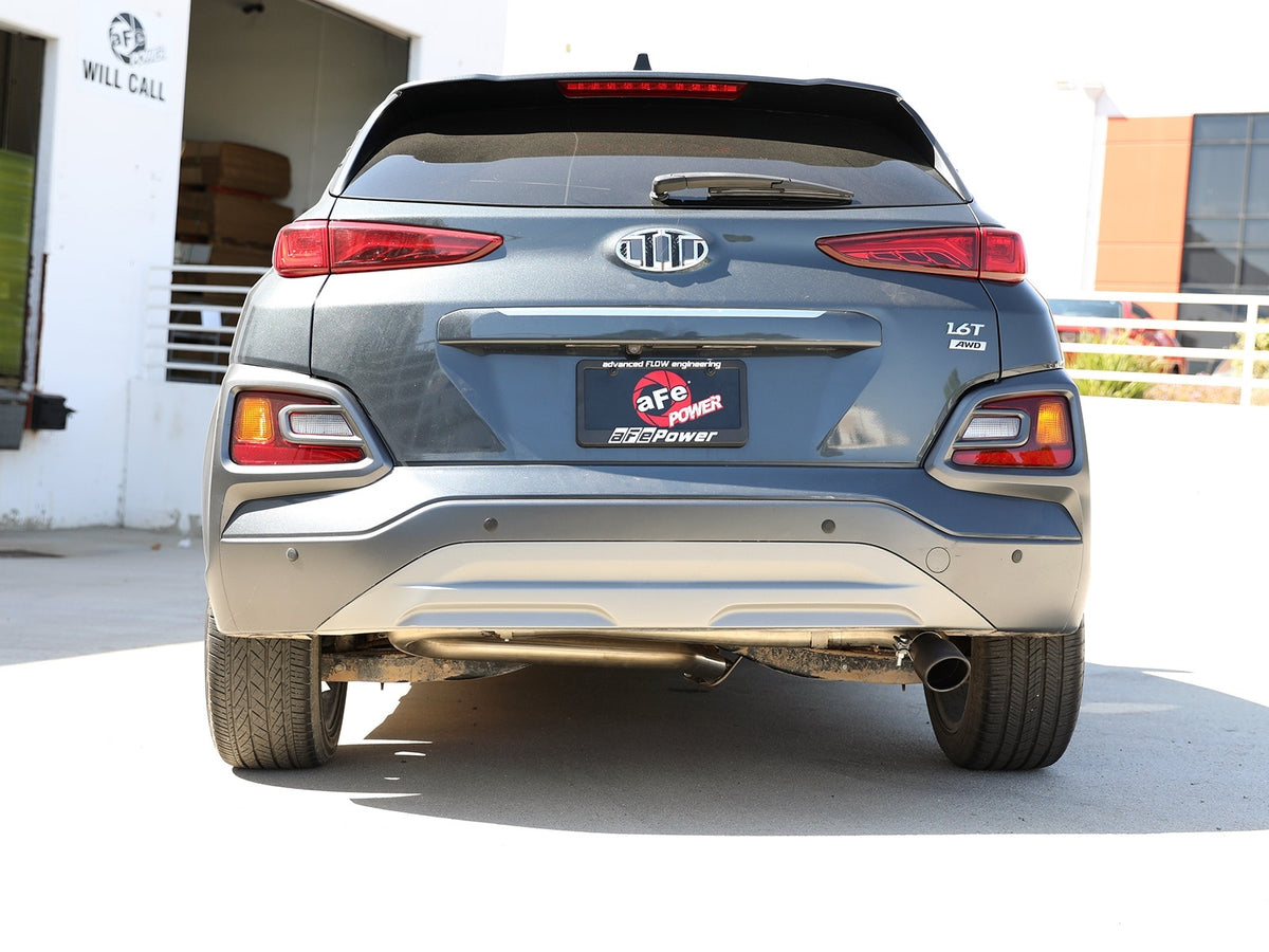 aFe Takeda 2-1/2 IN 304 Stainless Steel Axle-Back Exhaust System w/ Black Tip - No Muffler - Hyundai Kona 2018-2023