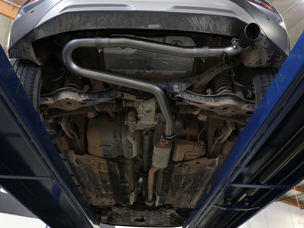 aFe Takeda 2-1/2 IN 304 Stainless Steel Axle-Back Exhaust System w/ Black Tip - No Muffler - Hyundai Kona 2018-2023