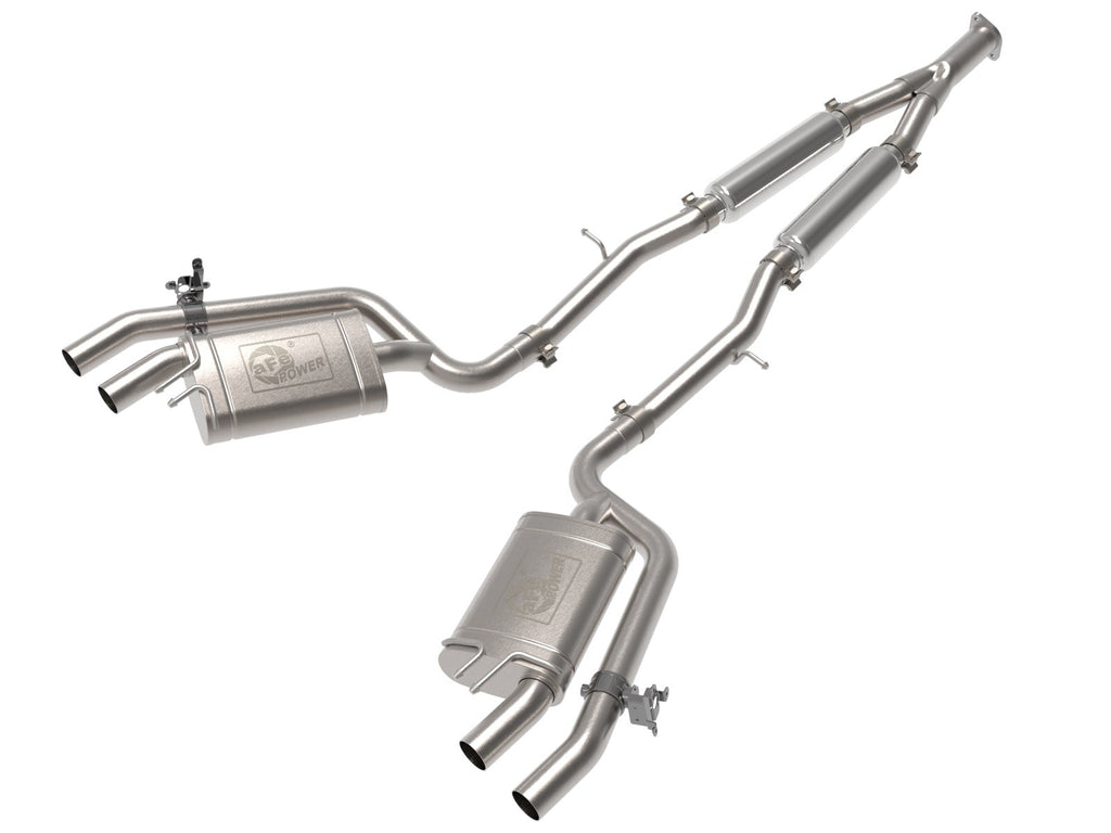 aFe Gemini XV 3 IN to Dual 2-1/2 IN 304 Stainless Steel Cat-Back Exhaust System w/ Cut-Out - Kia Stinger 2022-2023