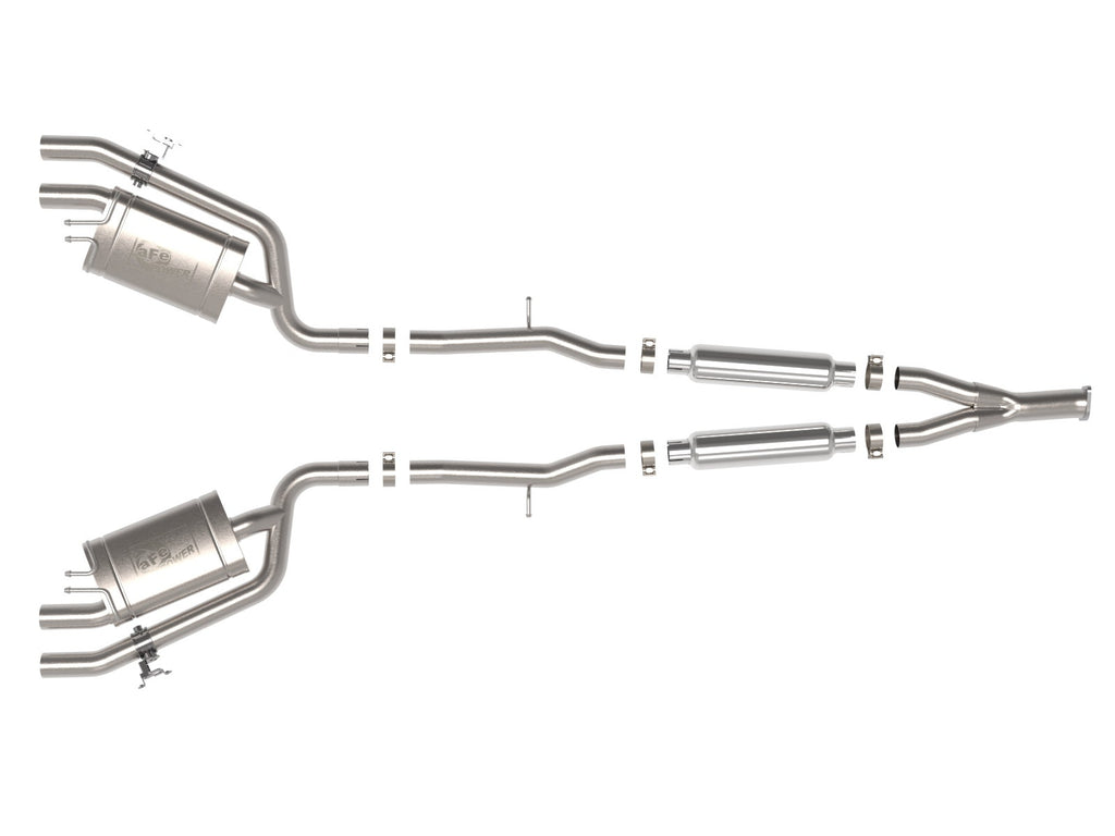 aFe Gemini XV 3 IN to Dual 2-1/2 IN 304 Stainless Steel Cat-Back Exhaust System w/ Cut-Out - Kia Stinger 2022-2023