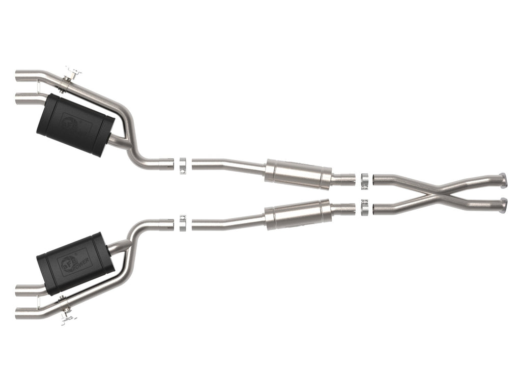aFe Gemini XV 2-1/2 IN 304 Stainless Steel Cat-Back Exhaust System w/ Cut-Out - Kia Stinger 2018-2021