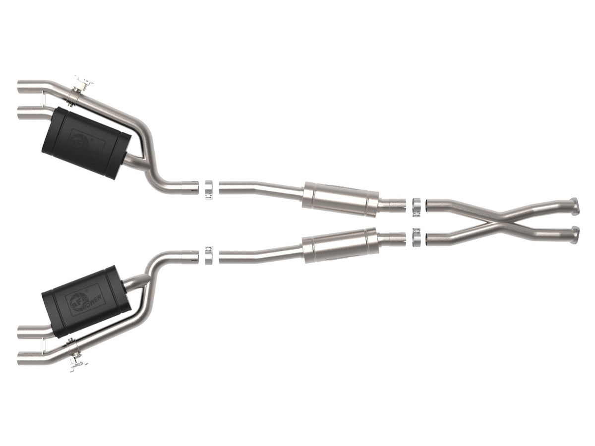 aFe Gemini XV 2-1/2 IN 304 Stainless Steel Cat-Back Exhaust System w/ Cut-Out - Kia Stinger 2018-2021