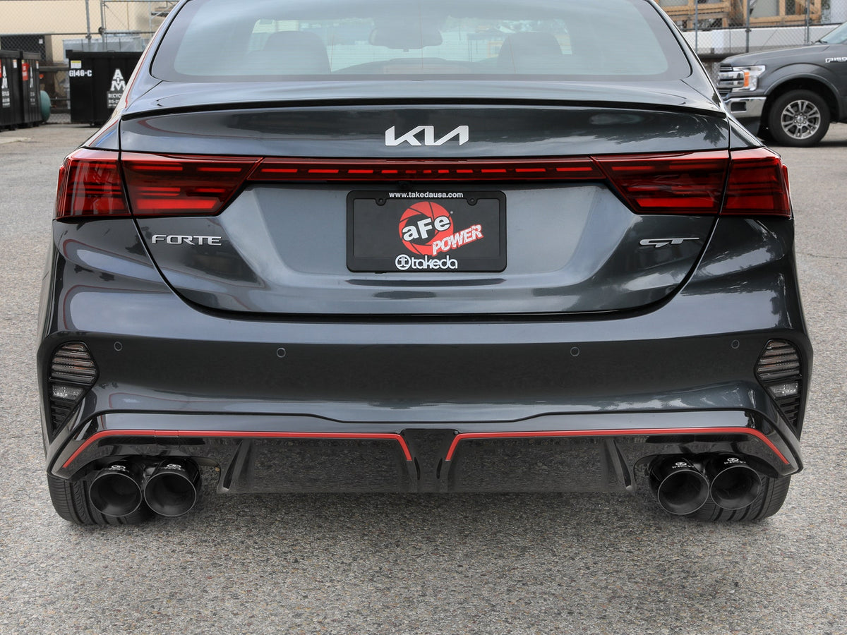 aFe Takeda 3 IN to 2-1/2 IN 304 Stainless Steel Axle-Back Exhaust w/ Black Tips - Kia Forte GT 2022-2024