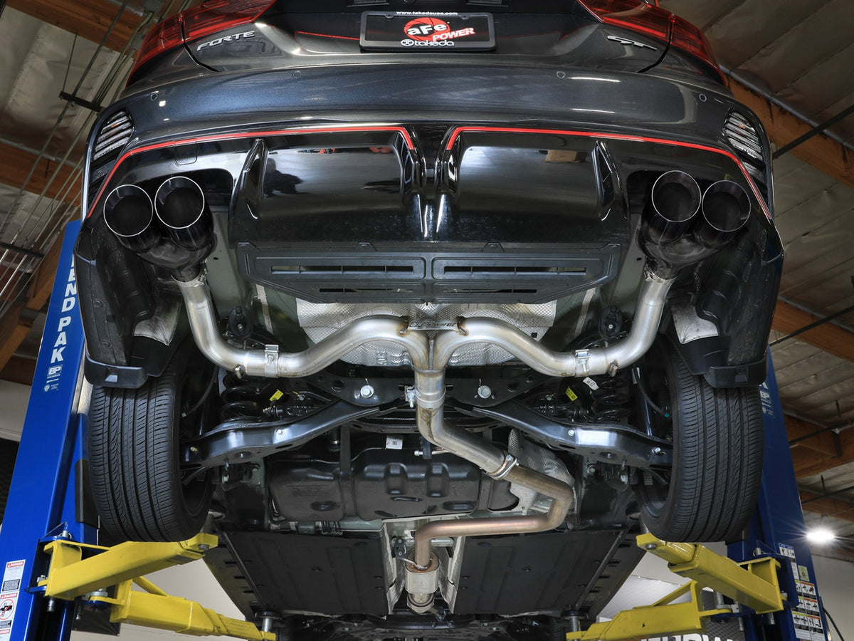 aFe Takeda 3 IN to 2-1/2 IN 304 Stainless Steel Axle-Back Exhaust w/ Black Tips - Kia Forte GT 2022-2024