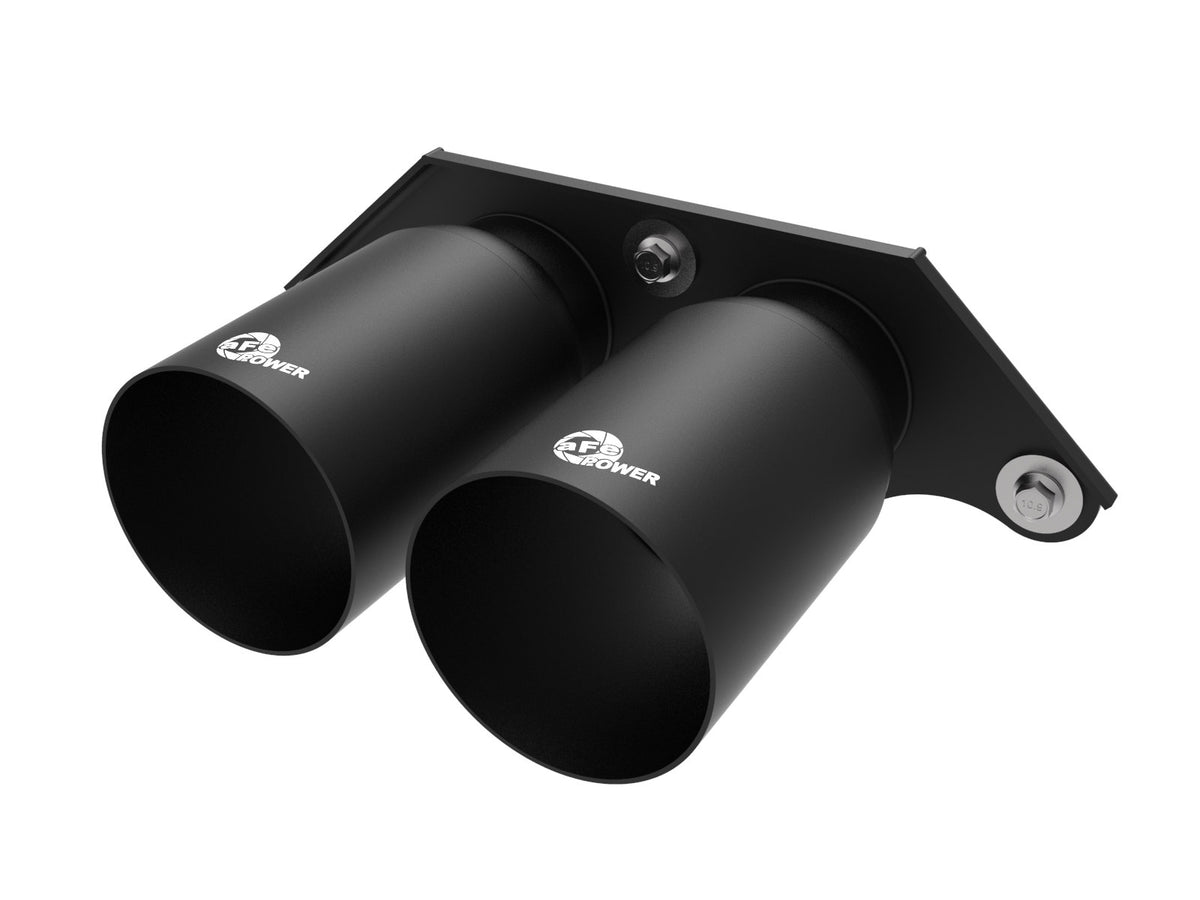 aFe MACH Force-Xp 4 IN 304 Stainless Steel Bolt-On Exhaust Tips Satin Black - Porsche 911 GT3 991 2014-2019