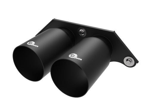 aFe MACH Force-Xp 4 IN 304 Stainless Steel Bolt-On Exhaust Tips Satin Black - Porsche 911 GT3 991 2014-2019