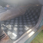 Phase 2 Motortrend (P2M) Checkered Flag Carpet Floor Mats - Nissan D21 Hardbody Pickup (1989-1994)