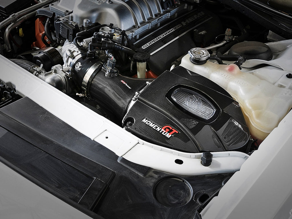aFe Black Series Momentum Carbon Fiber Cold Air Intake System w/ Dual Filter - Dodge Challenger/Charger SRT Hellcat 2015-2016