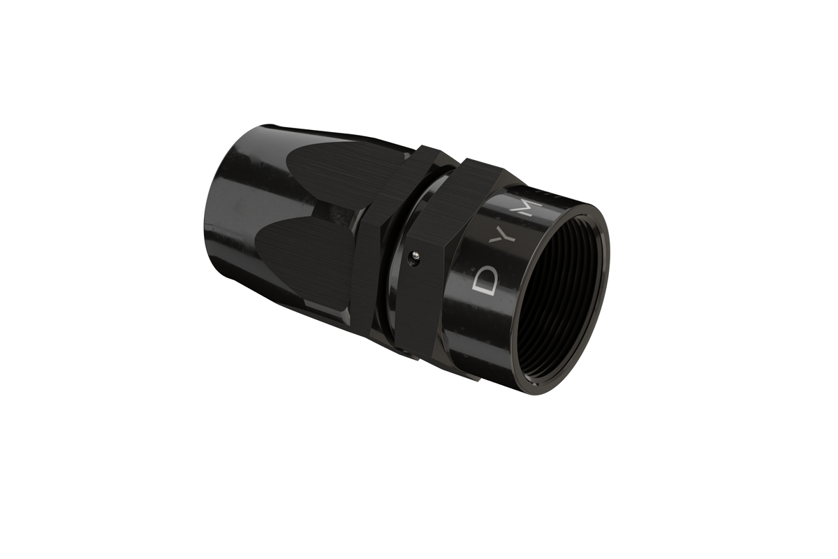 Dyme SUPERSTRASSE-C crimp fitting for E85 rubber hose.
