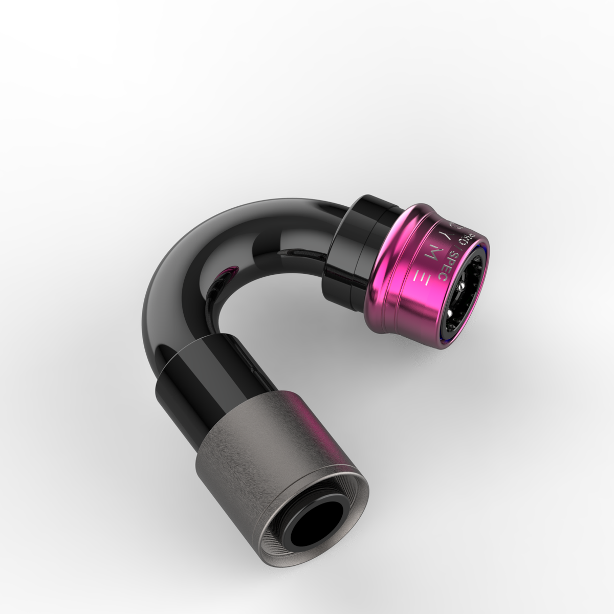 Dyme SUPERLEGGERA 180 degree hose fitting in black and pink