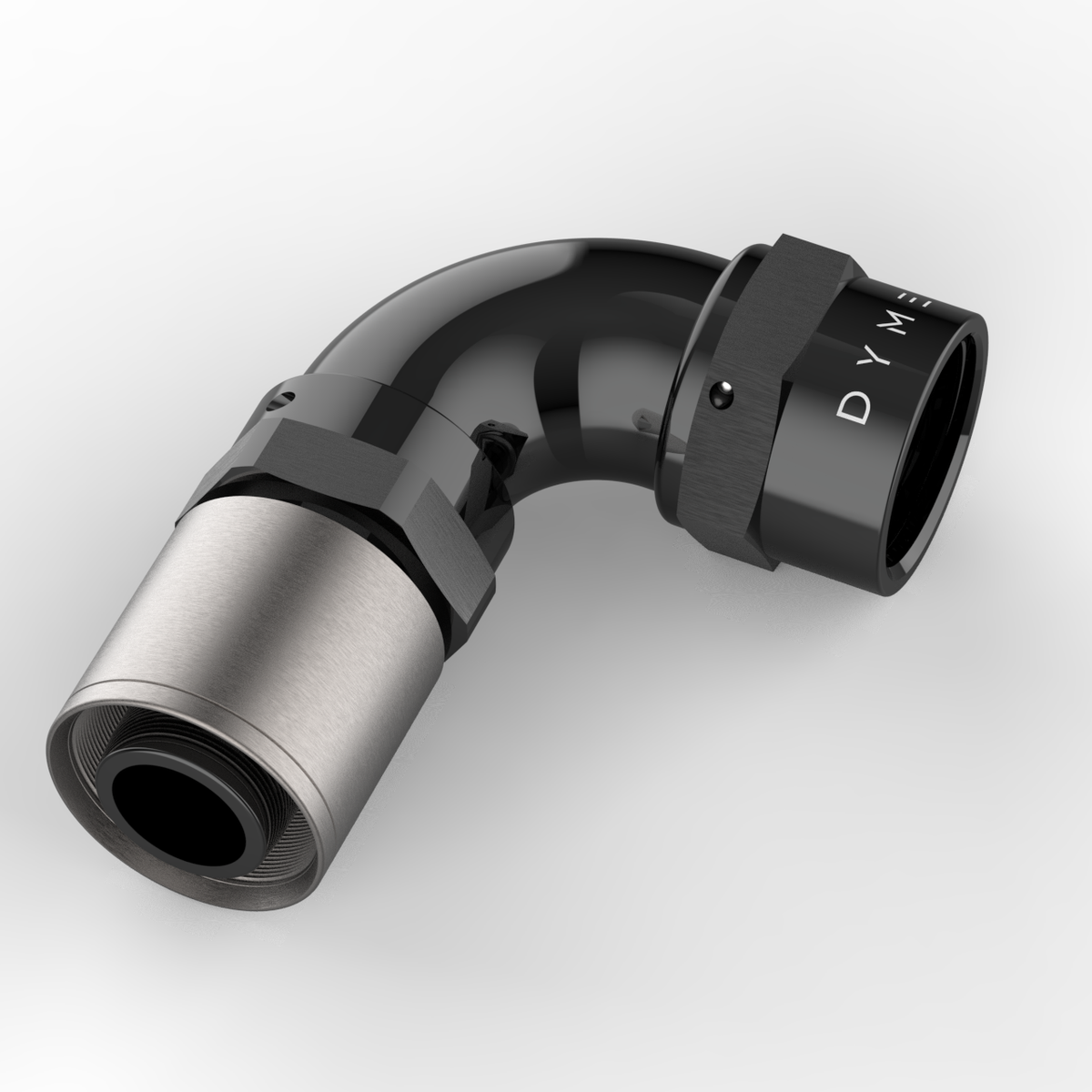 Dyme SUPERSTRASSE-C crimp type hose fitting with 90 degree bend