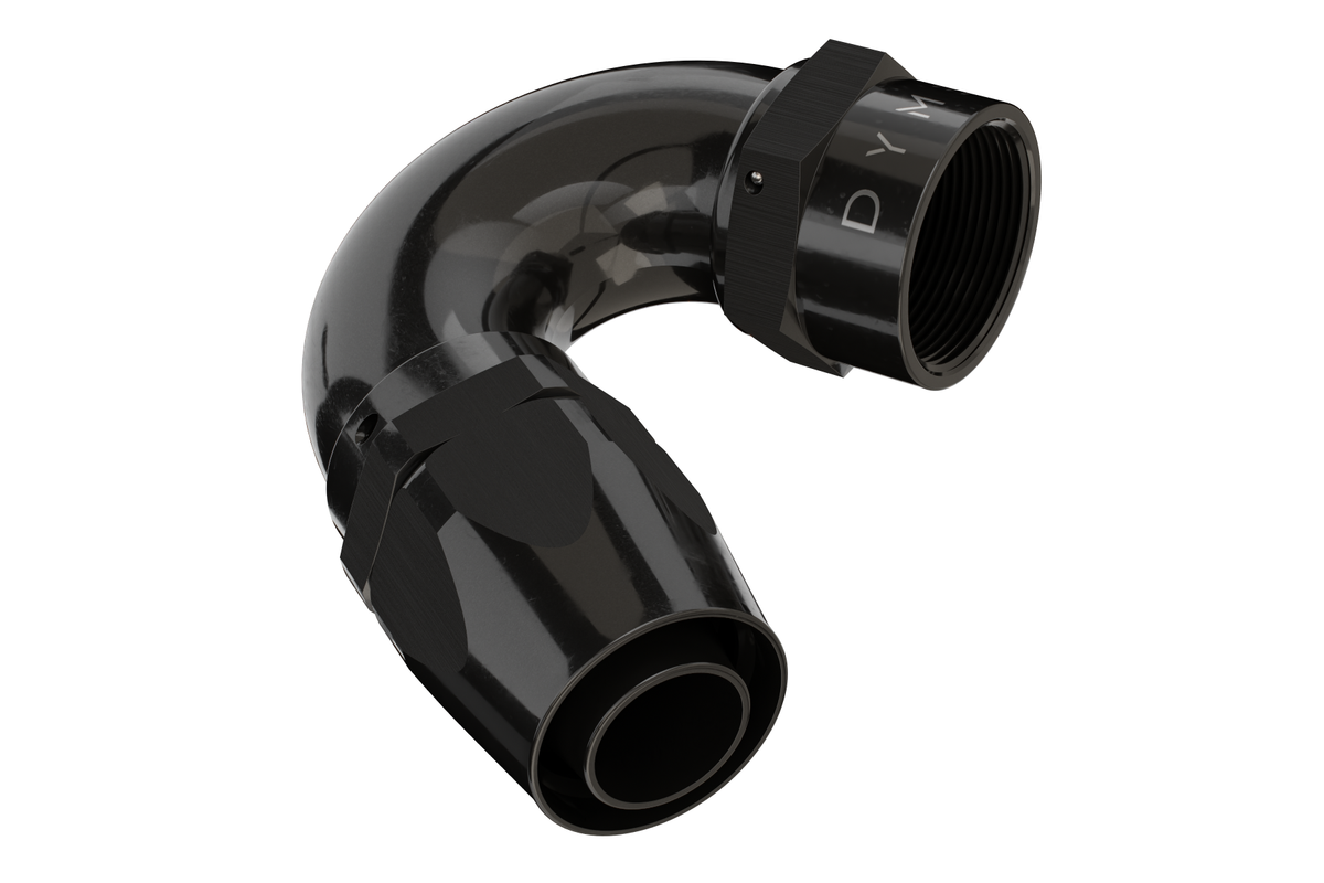 Black Dyme SUPERSTRASSE-C crimp fitting for E85 hose