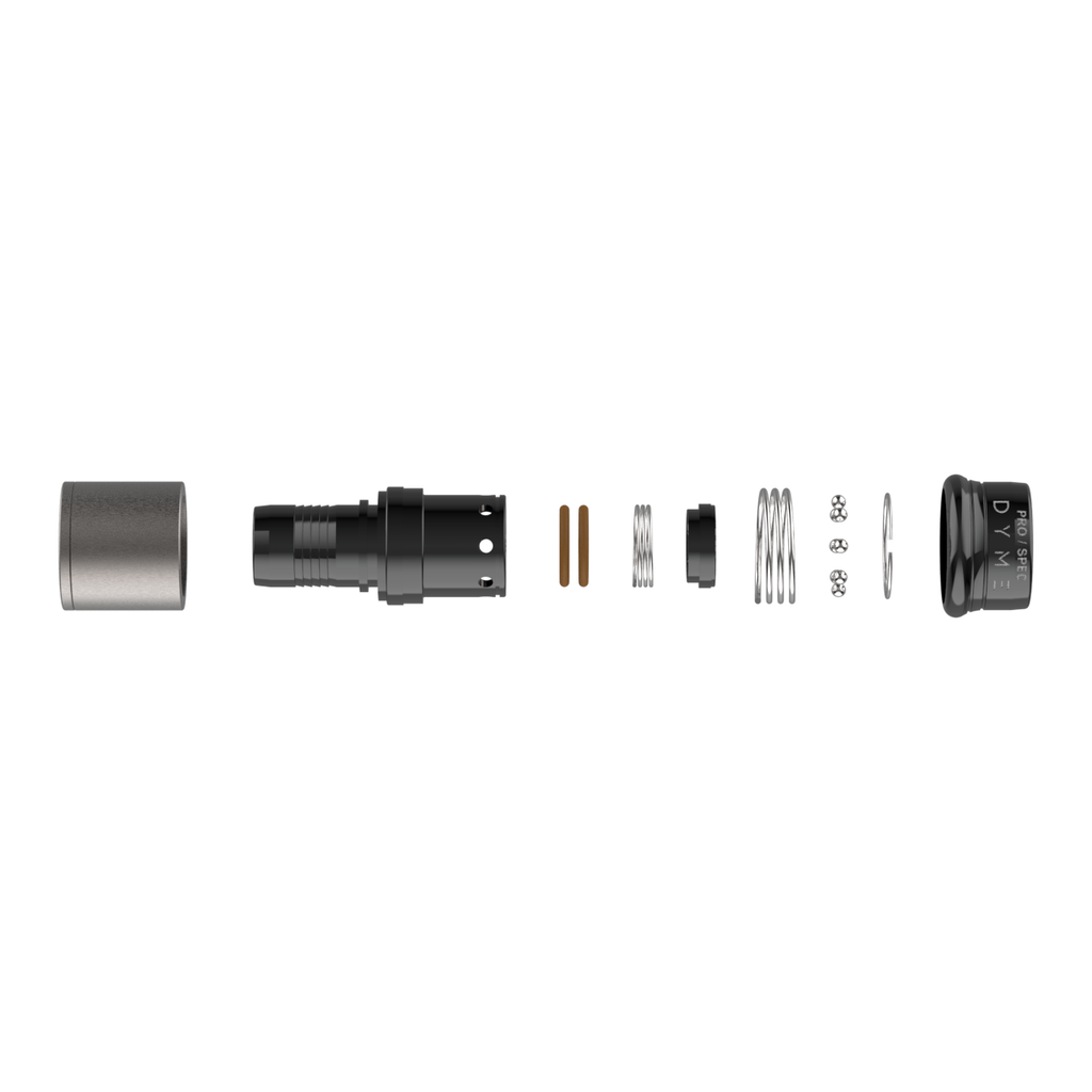Exploded view of Dyme SUPERLEGGERA hose fitting components