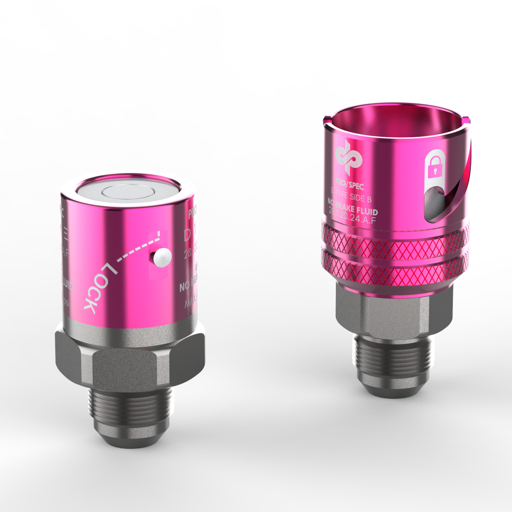 Pink Dyme SUPERLEGGERA quick-release fluid fittings