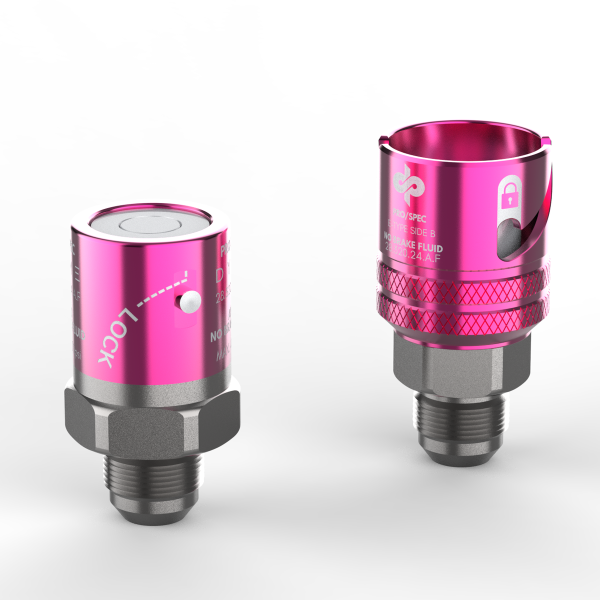Pink Dyme SUPERLEGGERA quick-release fluid fittings