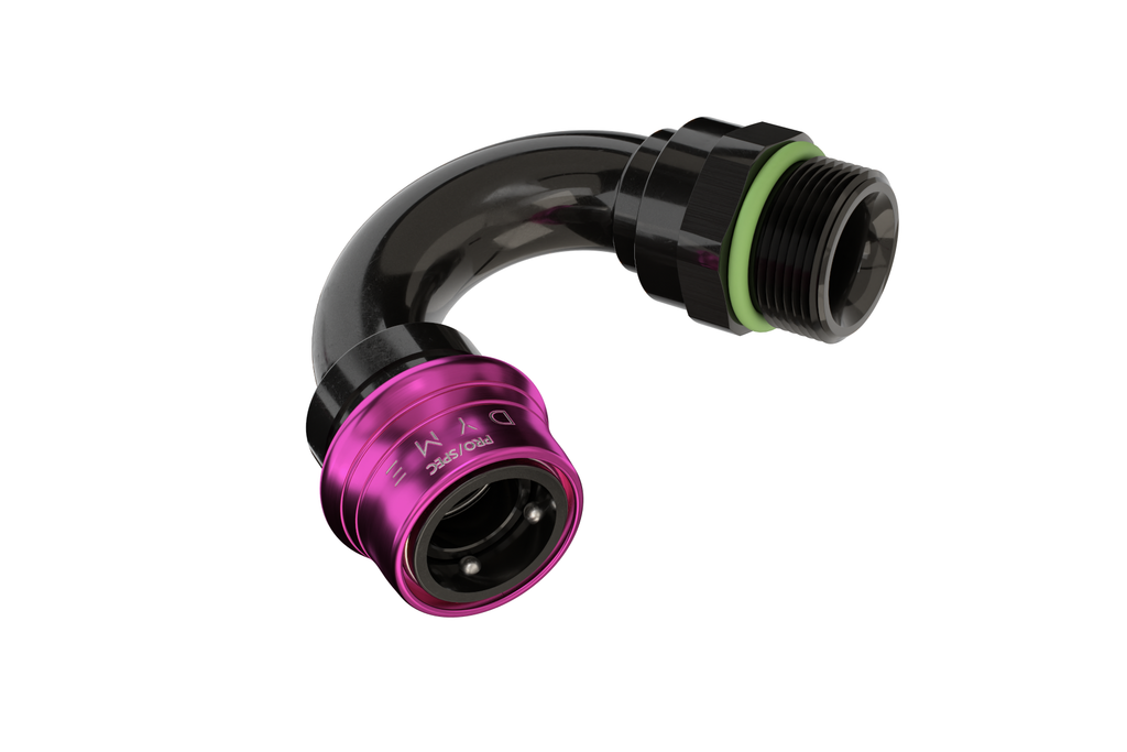 Dyme Superstrasse-C crimp type E85 hose fitting with purple collar