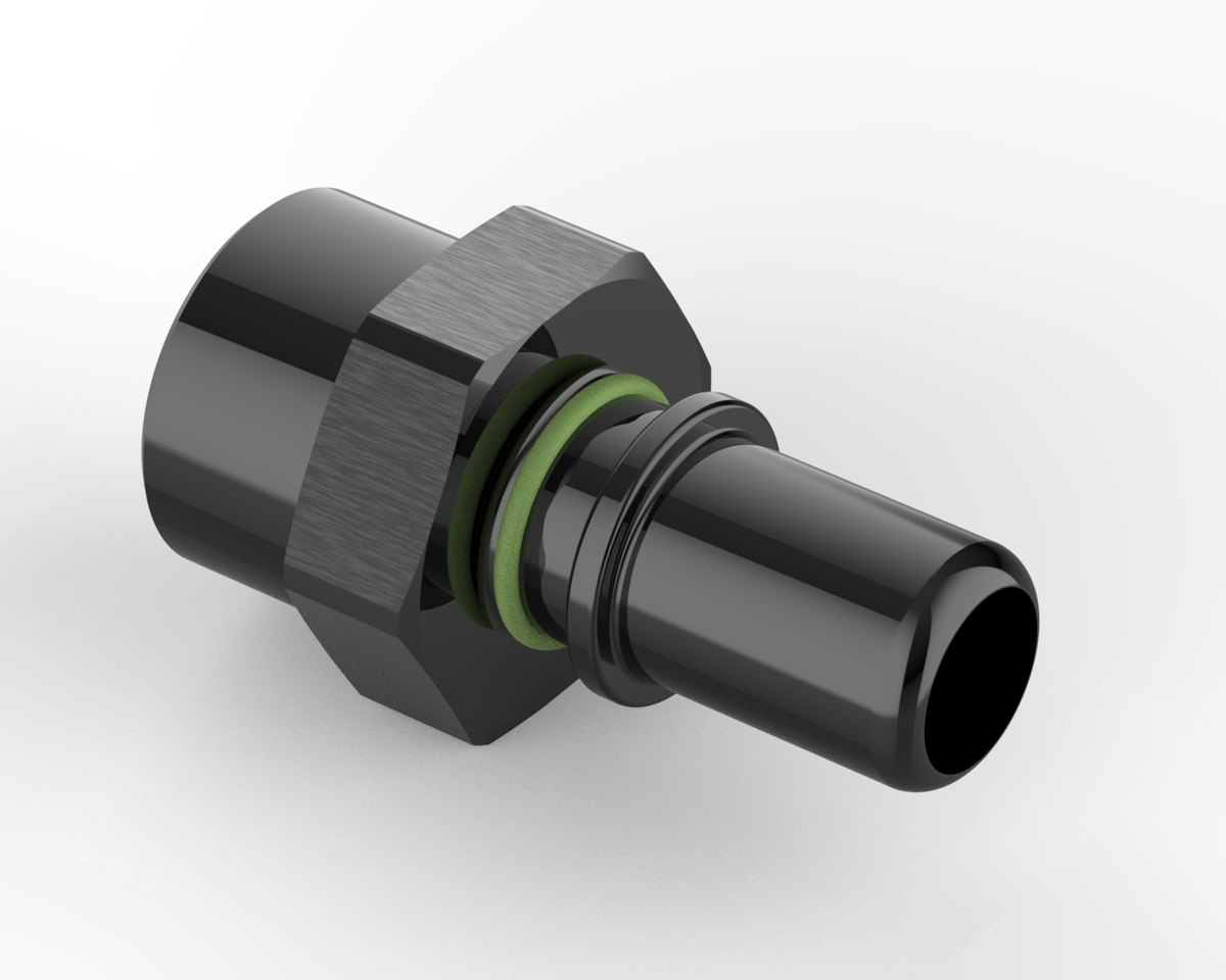 Dyme PRO AN adapter with green O-ring seal