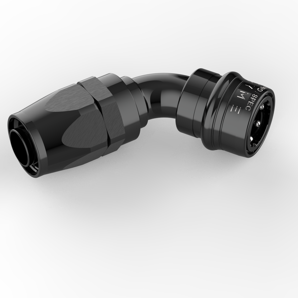 Dyme SUPERLEGGERA 90-degree black carbon PTFE hose fitting