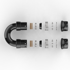 Exploded view of Dyme PRO SPEC NPT adapters and components