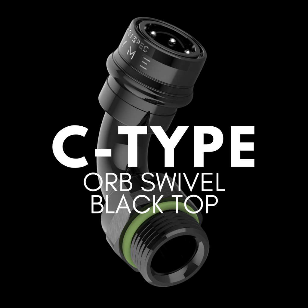 Dyme C-Type ORB swivel black top crimp hose fitting
