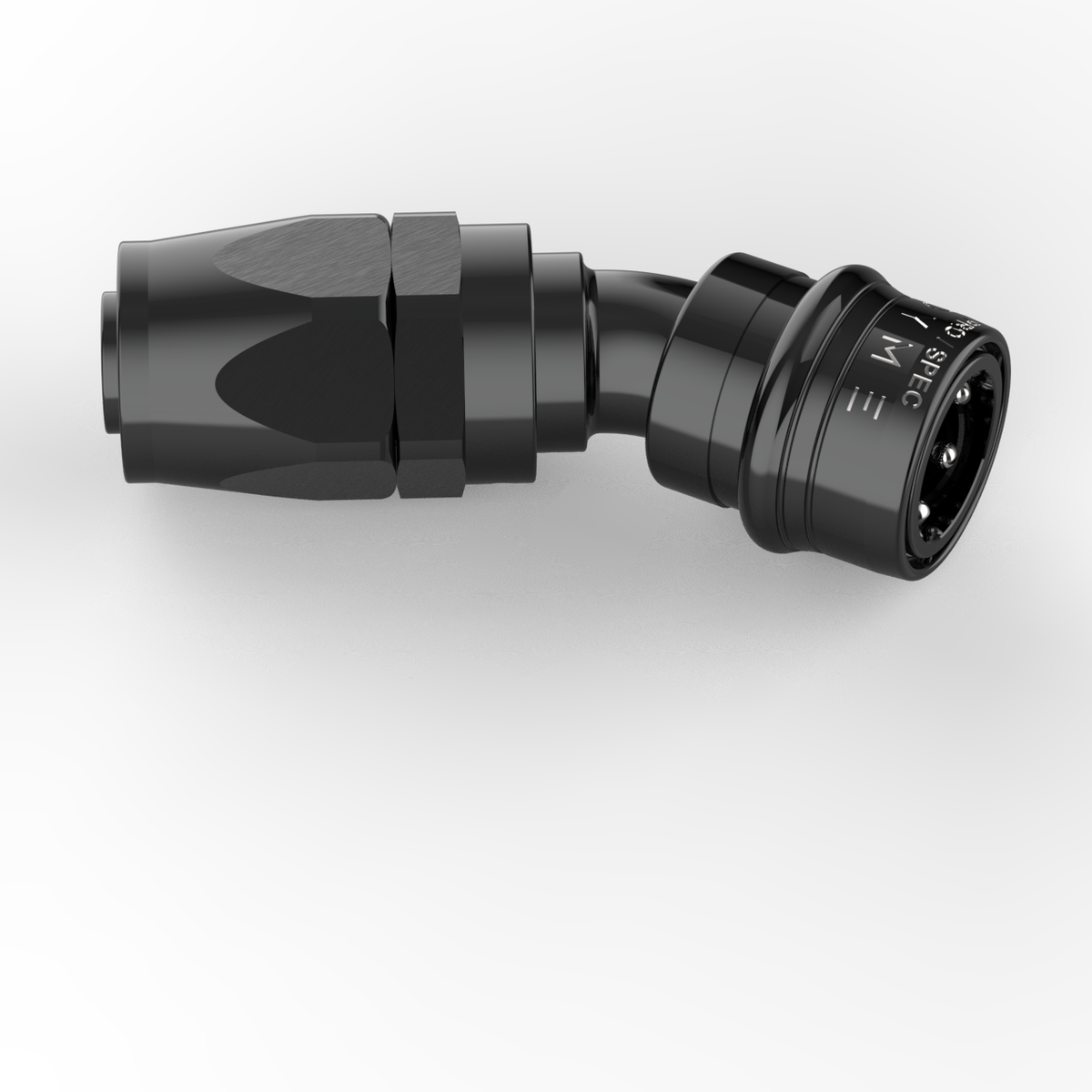 Black Dyme Superleggera 45-degree carbon PTFE hose fitting